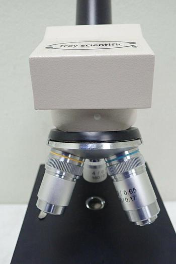 Used Ken A Vision Model T-1180C Monocular Microscope w/ 3 Objectives