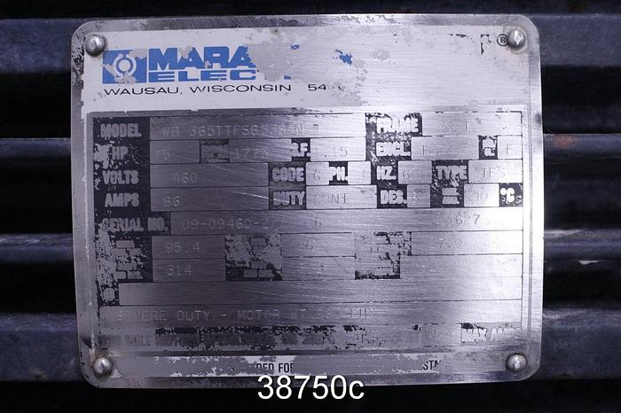 Used Marathon WB 365TTFS6536 AN Electric Ac Motor, 75 Hp, 1775 Rpm, 460 Volt #38750