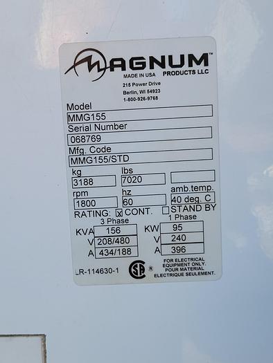 Used 125kW Magnum 155 Generator with Trailer