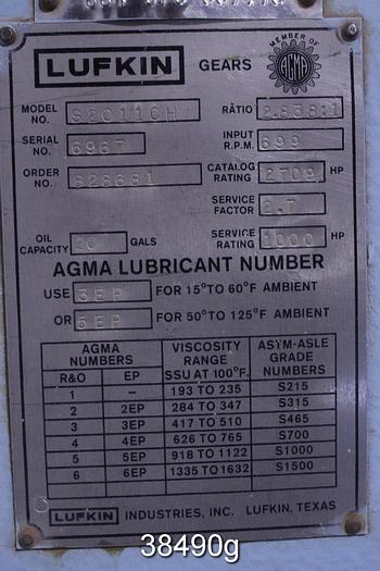 Refurbished Lufkin S2011CH Gear Box with Shell and Tube Heat Exchanger , 2.838/1 Ratio #38490