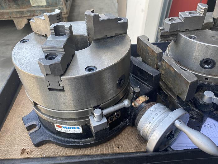 Used Vertex 10" Rotary Table with 3 jaw chuck #6004