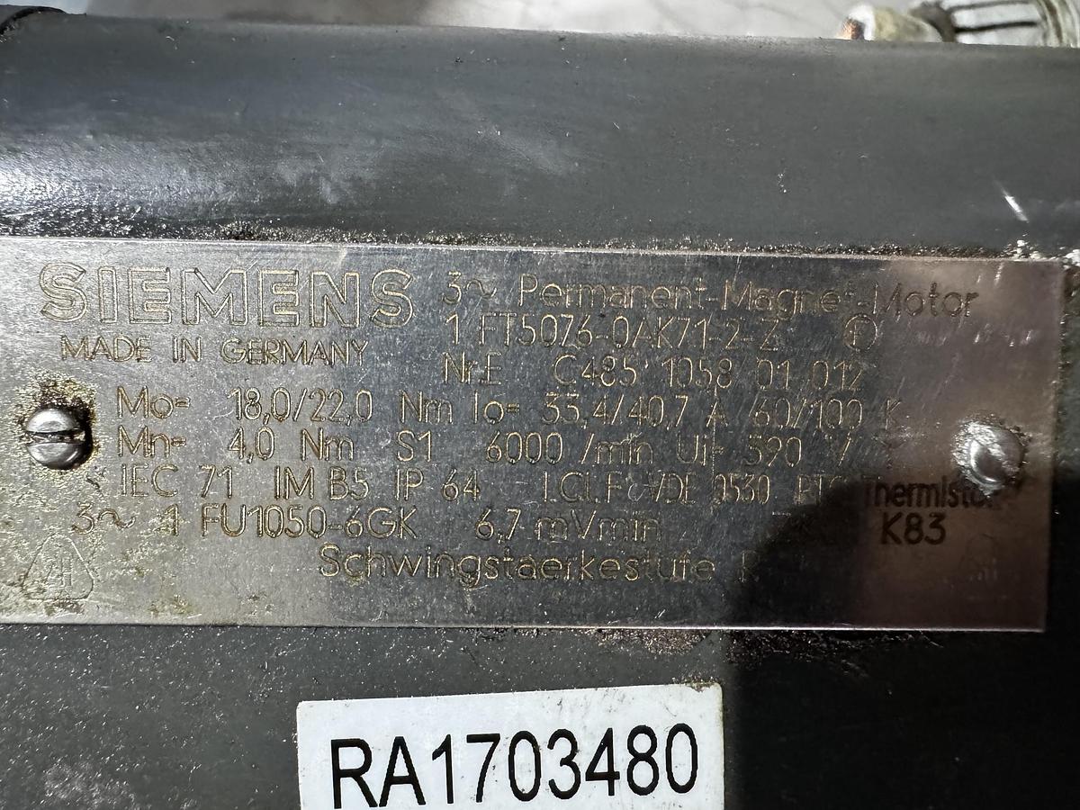 Gebraucht Siemens 1FT5076-0AK71-2-Z Dreiphasen-Permanentmagnet-Servomotor