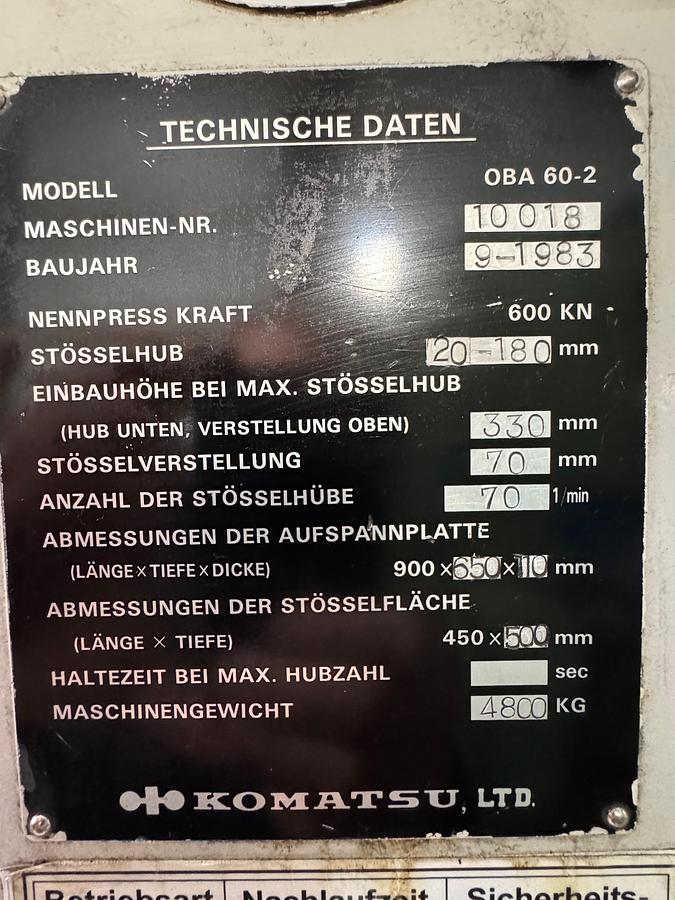 Gebraucht Hydraulische Presse  KOMATSU OBA 60-2