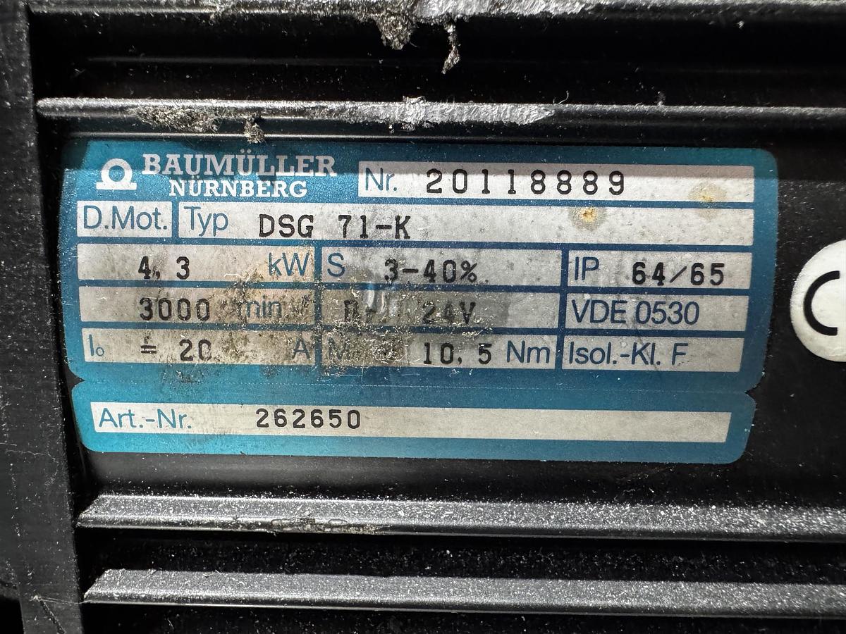 Gebraucht Baumüller DSG 71-K Dreiphasen-Synchron-Servomotor Art.-Nr. 262650.