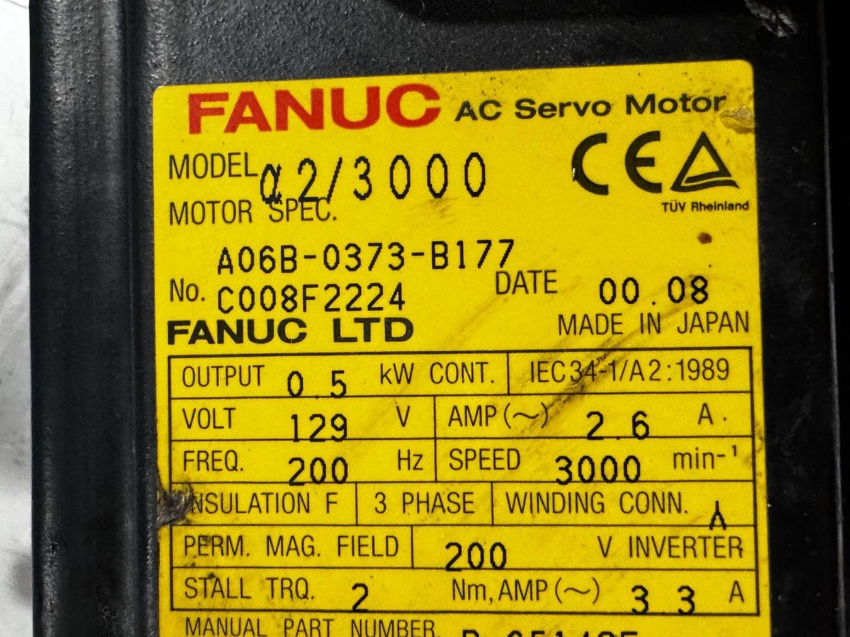 Gebraucht Fanuc AC-Servo-Motor Model α 2/3000 Motor Spec.:A06B-0373-B177