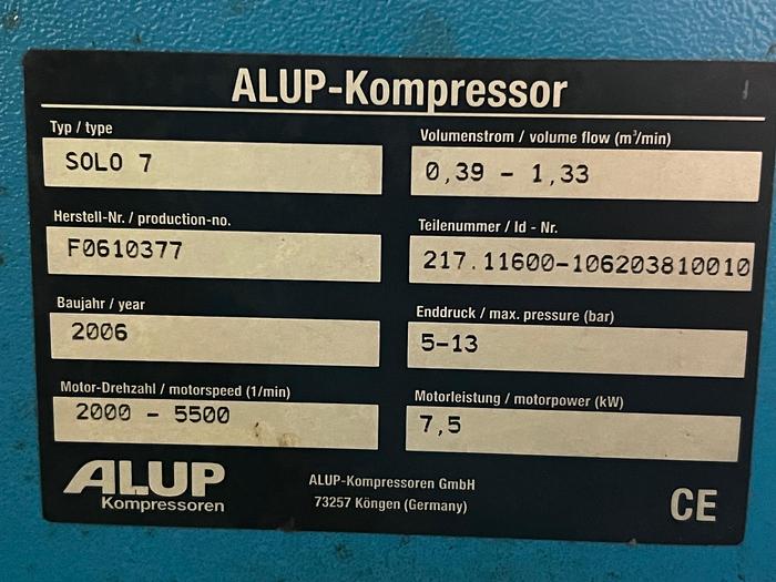Gebraucht Schraubenkompressor ALUP Solo 7