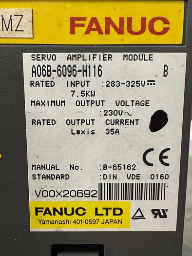 Gebraucht FANUC SERVO AMPLIFIER MODULE A06B-6096-H116