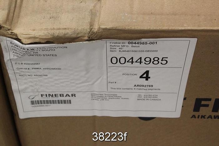 Unused Beloit DD4000 46" Refiner Plate Set, 4 Positions, 6 Segments Each #38223