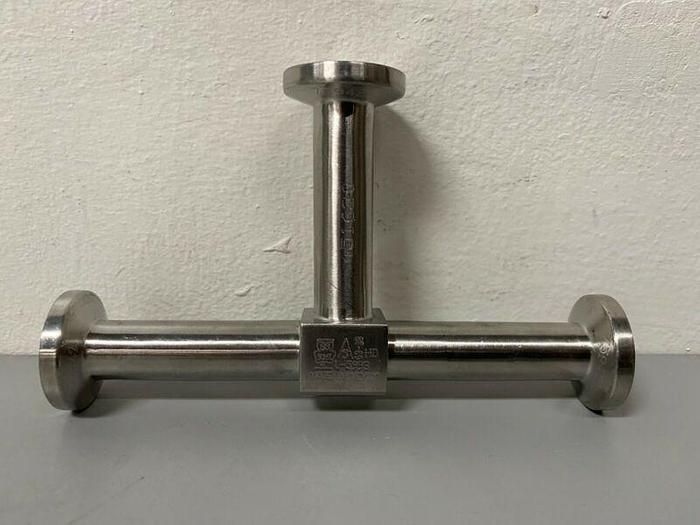 Used Lot of 2 - 4.5" Stainless Steel 3-way Pipe w/ 1/2" Sanitary Fittings