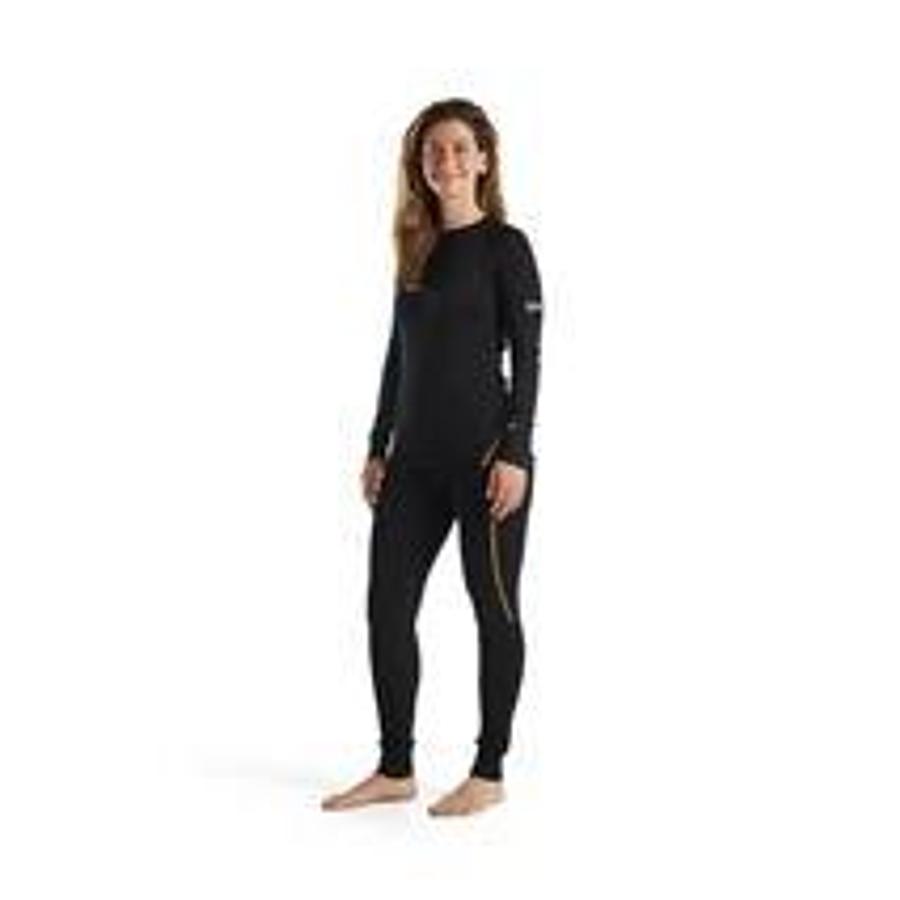 Women's flame-retardant thermal shirt, 68% Merino wool, black, XS
