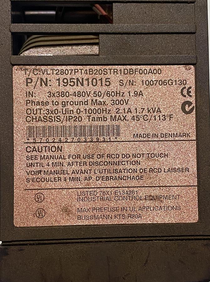 VLT 2800 – 195N1015 – Danfoss Frequency Inverter