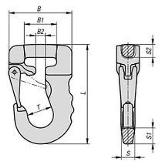 ROUND SLING HOOK FOR ROUND SLINGS STEEL, BLUE, FT=8000