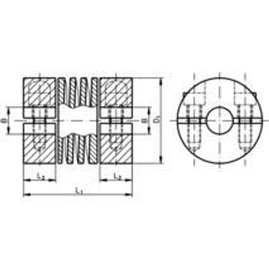 Compensating coupling KA made of stainless steel max. torque 6.0 Nm