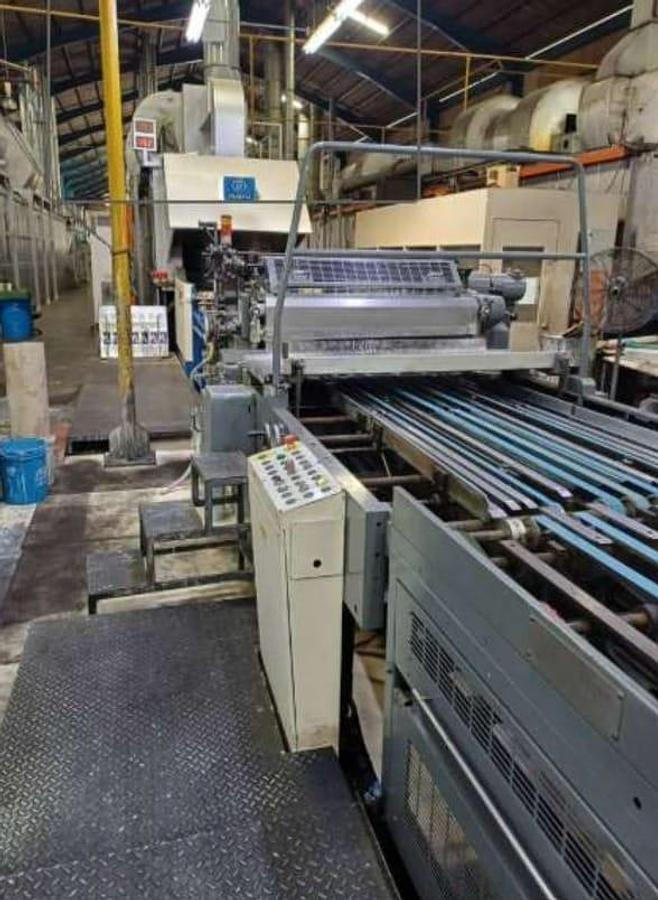Used CRABTREE C2000 Printing & Coating Line (2010) – 45-Inch Metal Decorating Line, 2 × C2000 Printing Units, Crabtree F1 Coater, Hua-Yu 27 m Tunnel Oven, 6,000 Sheets/Hour