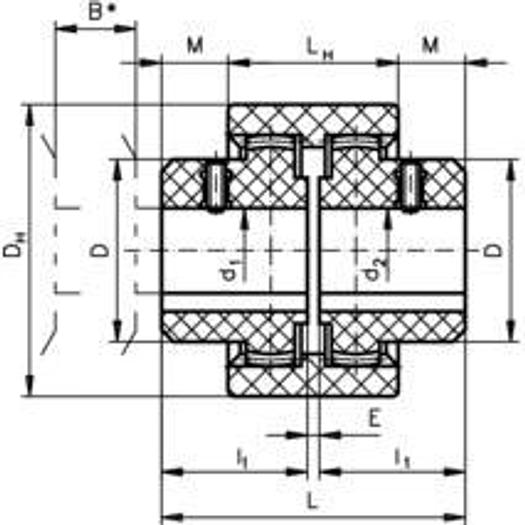 Hub part for gear coupling BOZ+BW bore 10mm with groove