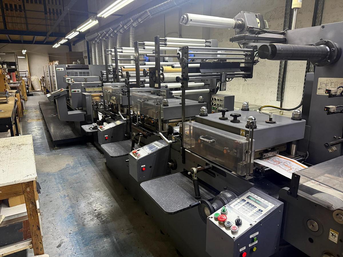 Used Iwasaki TR2 Label Printing Press 2004 5 Offset 1 Flexo 2 Hot Foil UV Laminating Embossing Machine