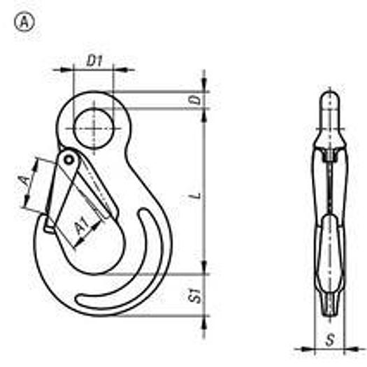 LOAD HOOK WITH EYELET HEAD, FORM:A STEEL, FT=4000