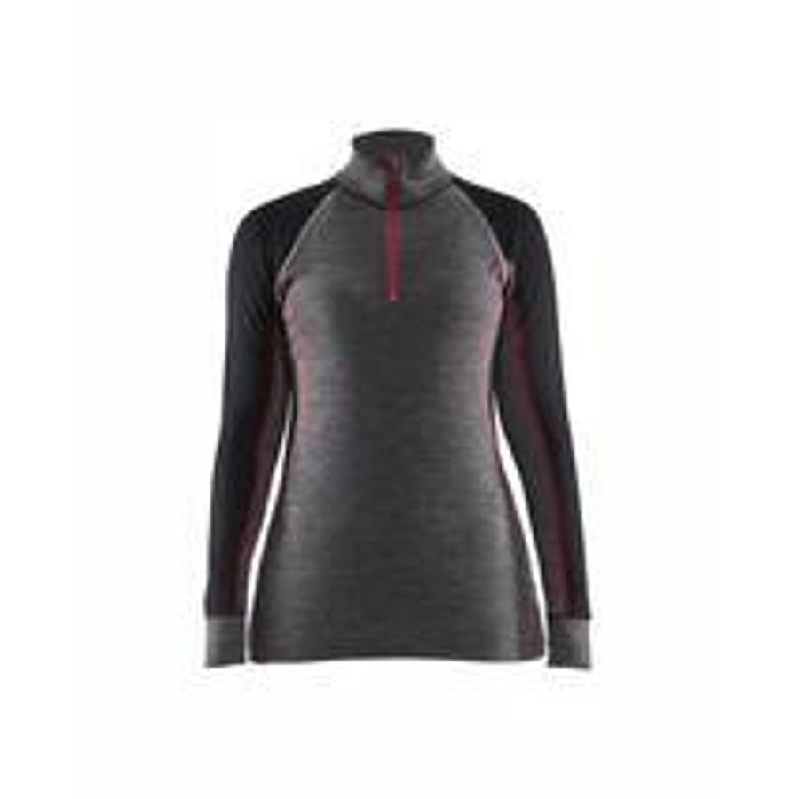 Women's thermal shirt with zip XWarm medium grey/black XXXL
