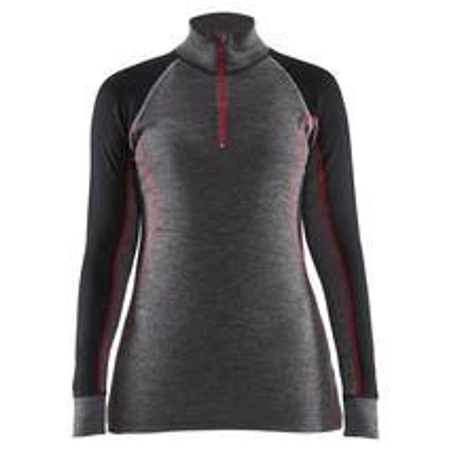 Women's thermal shirt with zip XWarm medium grey/black L
