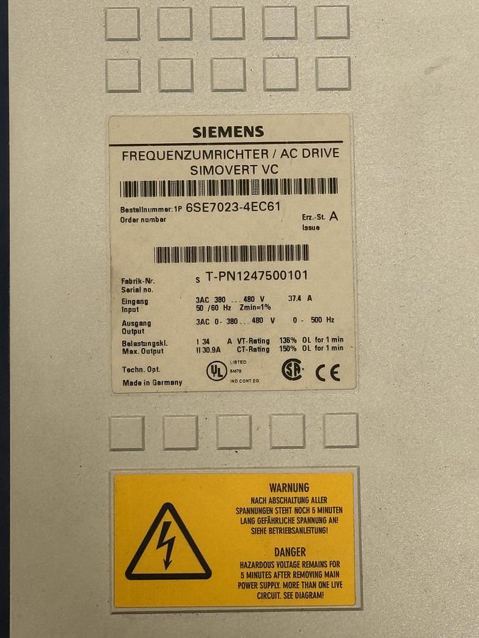 Siemens frequency converter / Simovert VC: 6SE7023-4EC61