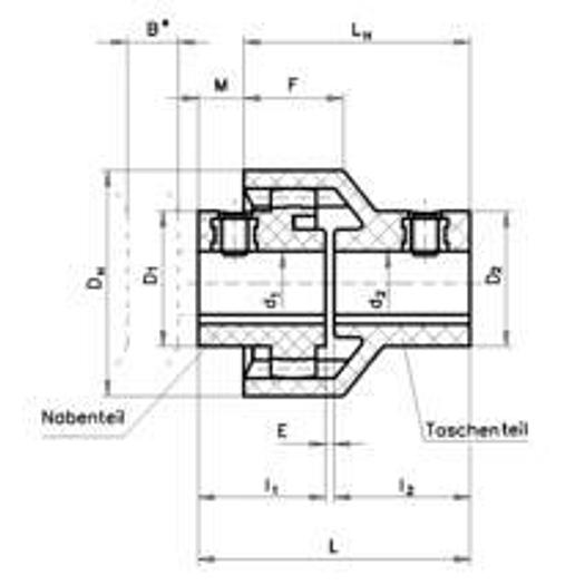 Hub part for gear coupling BOZ+BW bore 10mm with groove