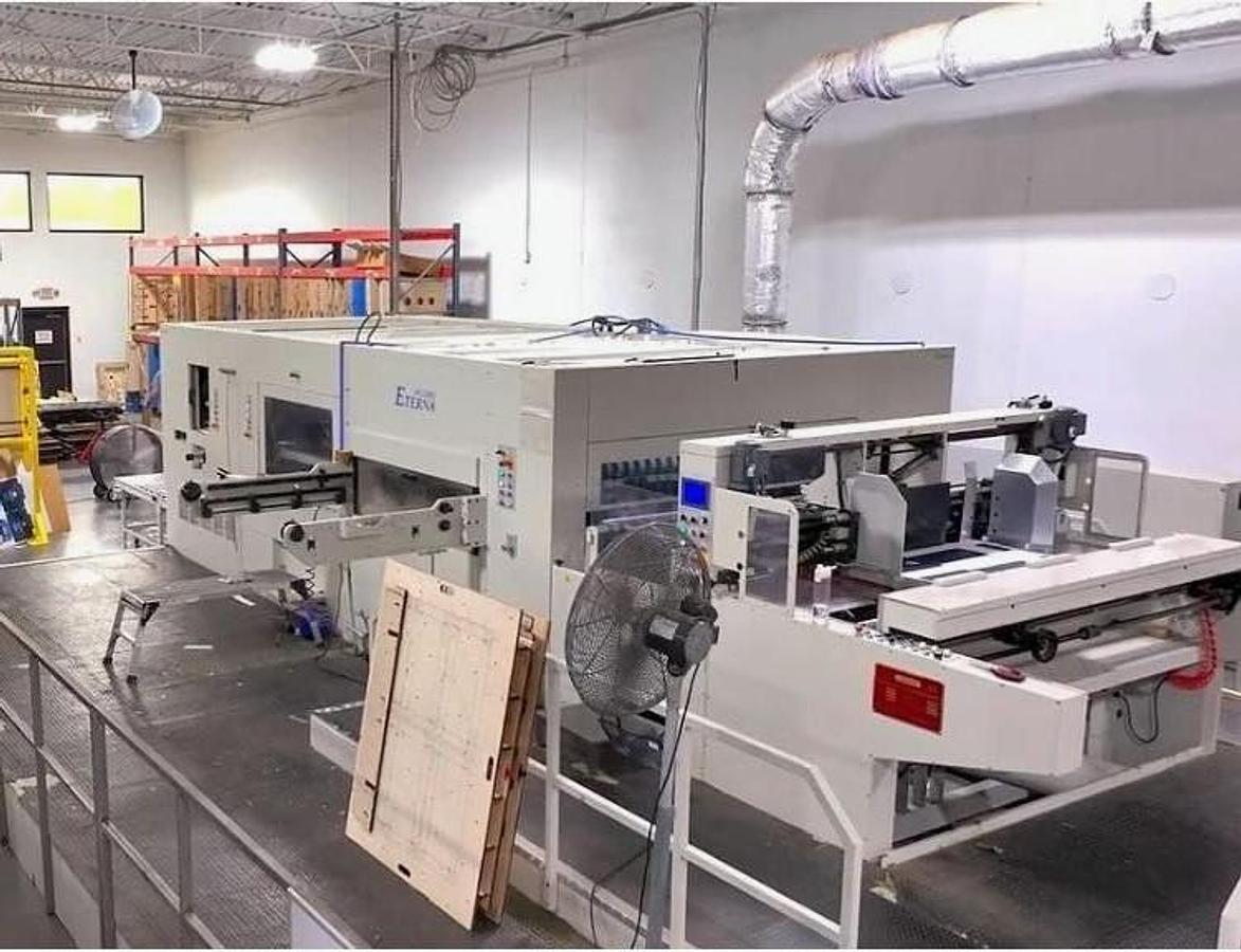 Used ETERNA PE-2100S – Industrial Die-Cutting Machine, 2,100 × 1,300 mm Maximum Sheet Format, 45,000 Sheets/Hour, 500-Ton Cutting Pressure, Servo-Driven Lead Edge Feeder, Corrugated & Plastic Corrugated Board up to 11 mm