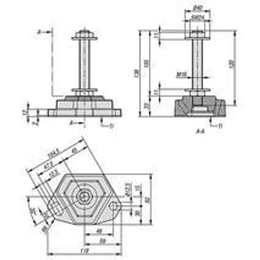 VIBRATION DAMPER SCREW-ON WITH THREADED SPINDLE D1=M16X120, ALUMINUM, COM...