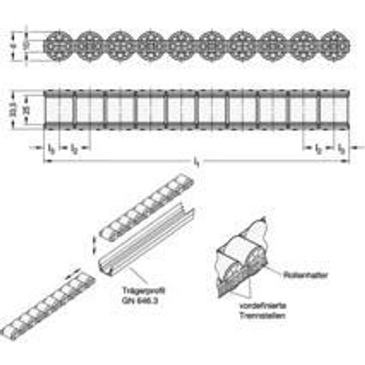 Roller strips for roller rails
