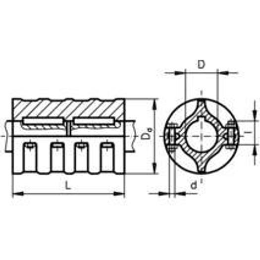 Clamp coupling DIN115 both sides bore 30mm with groove