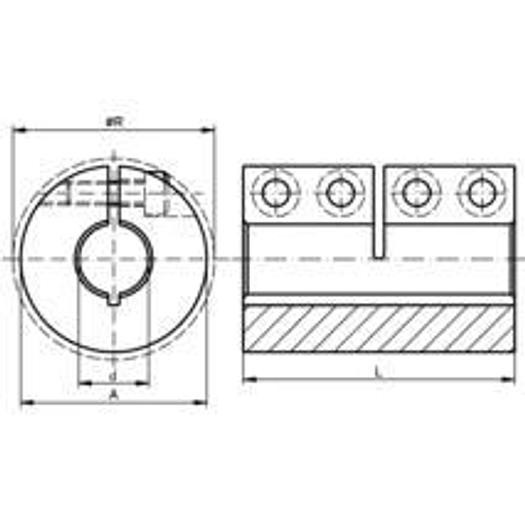 Slotted clamp coupling MAS both sides bore 12mm