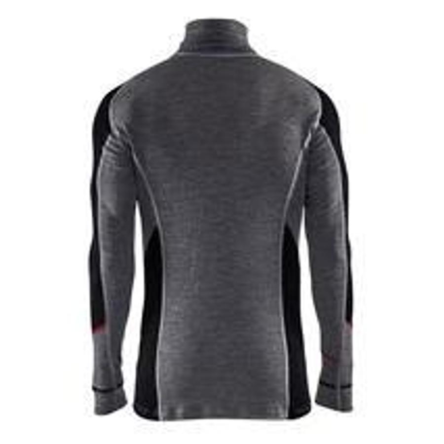 Zippered undershirt XWARM, 100% Merino wool, medium grey/black, XL
