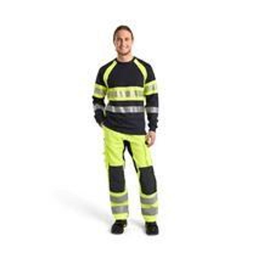 Multinorm Work Trousers Inherent with Stretch HighVis Yellow/Navy C44