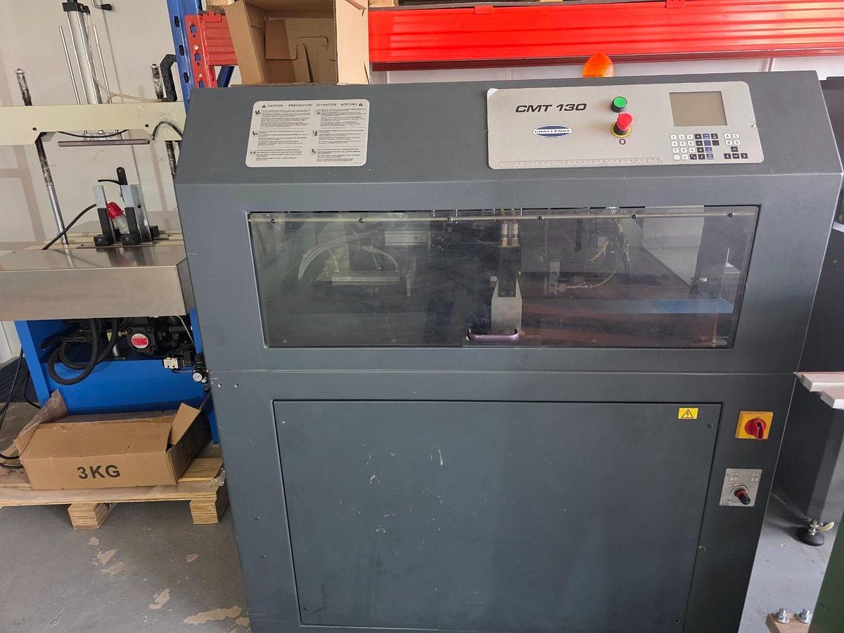 Used CHALLENGE CMT 130 / CMC-130 – Programmable Three-Knife Book Trimmer, Automatic Knife Changing, 99 Job Programs, 10-Second Changeover & Up to 500 Books/Hour