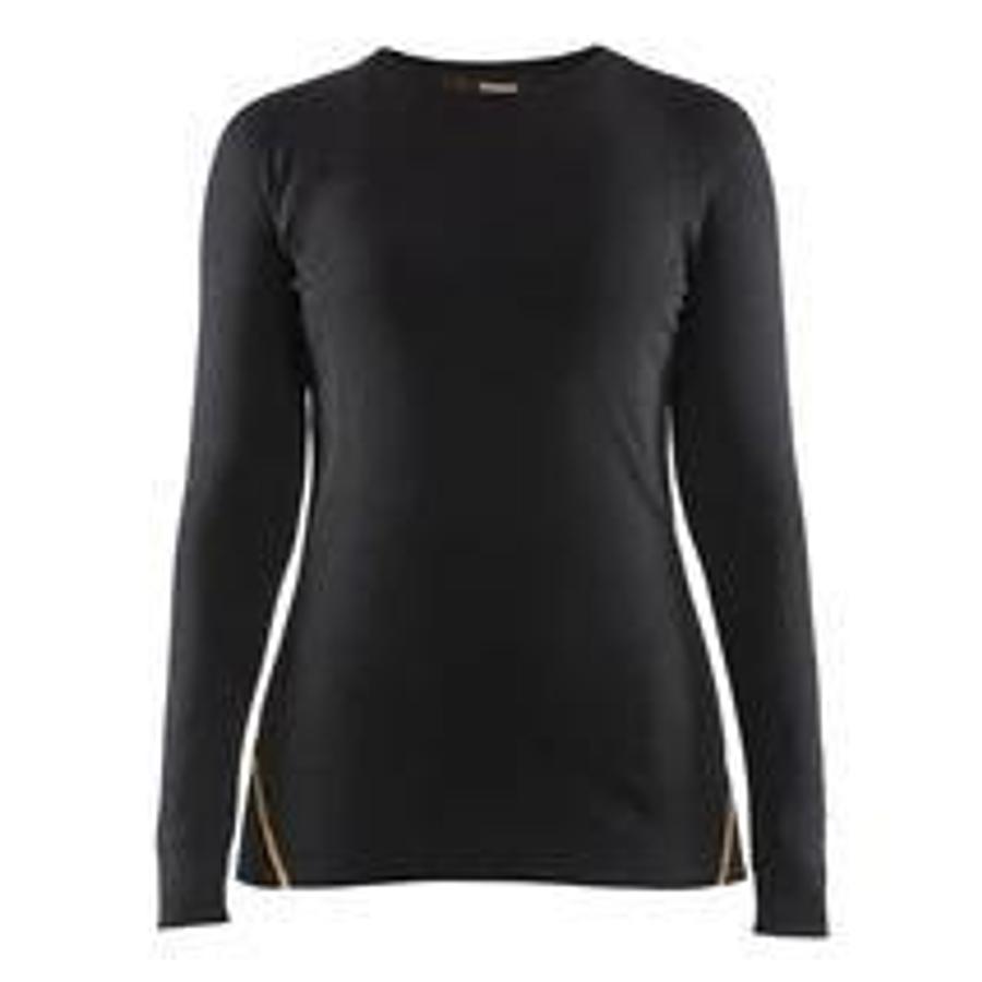 Women's flame-retardant thermal shirt, 68% Merino wool, black, XXL