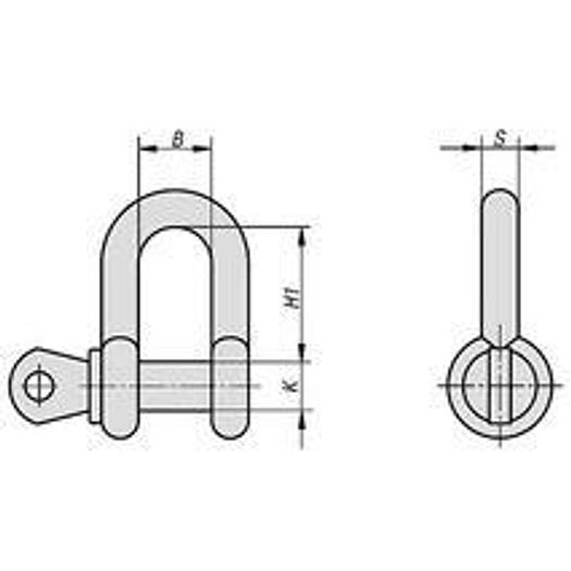 SHACKLE STRAIGHT, FT=8500, B=43, STEEL, COMP:STEEL RED
