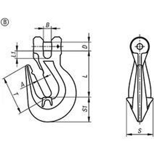 SHORTENING HOOK WITH FORK HEAD, FORM:B STEEL, FT=4000