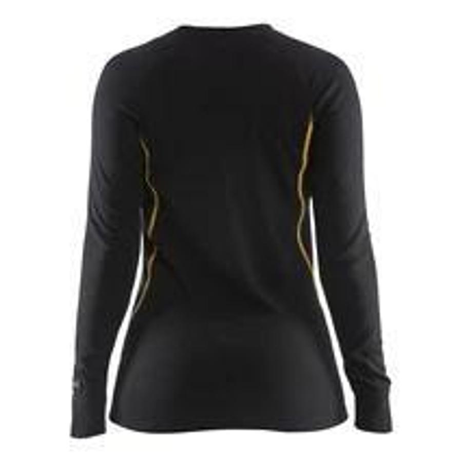 Women's flame-retardant thermal shirt, 68% Merino wool, black, XL