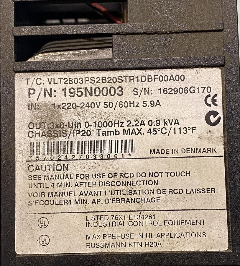 VLT 2800 – 195N0003 – Danfoss Frequency Inverter