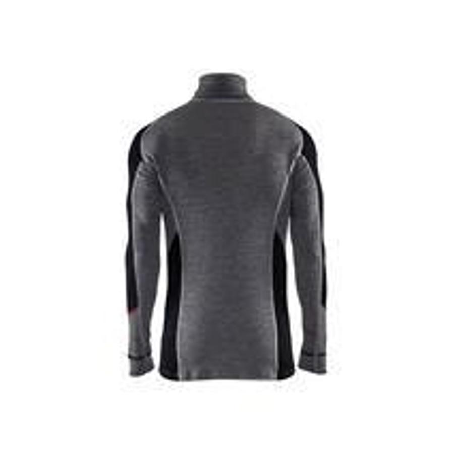 Zippered undershirt XWARM, 100% Merino wool, medium grey/black, L