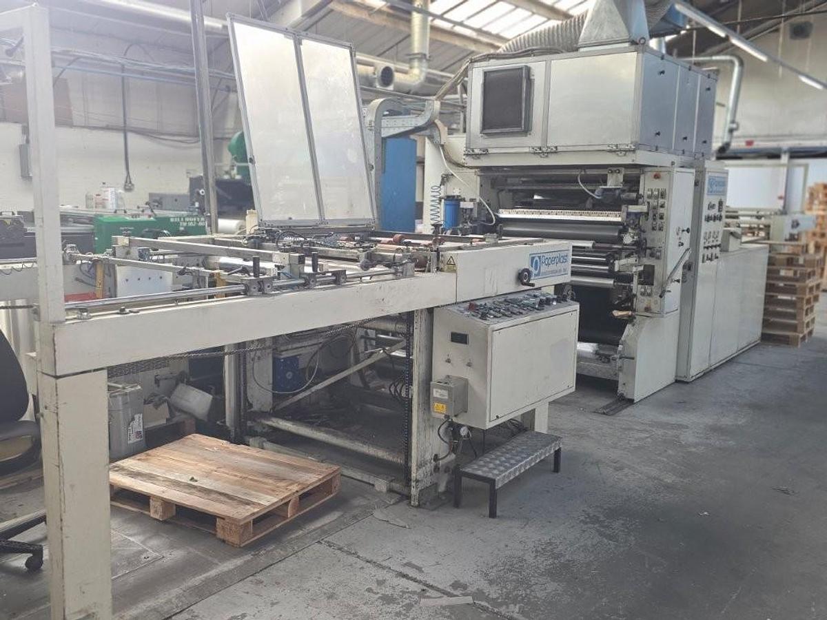 Used PAPERPLAST WD 102 – Industrial Large-Format Thermal Laminating Machine, 1,020 × 1,420 mm Maximum Sheet Format, 70 m/min, Samal Automatic Pile Suction Feeder, Fully Automatic Stacker & Corema Oil Heater