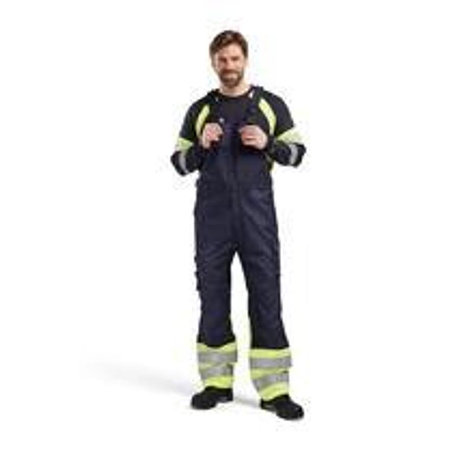 Bib overalls Inherent Steel Navy/ High Vis Yellow D112
