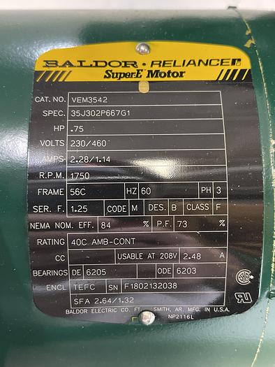 Baldor VEM3542 .75HP PH3, Master 8000604 CX 0.5Hp, Leeson 174672.00