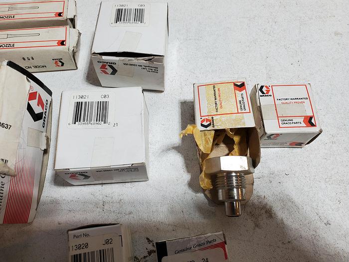 (Lot of 21) Graco parts 113021, (2) Precision Machined Needle & Nozzle