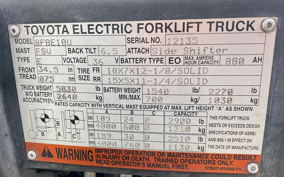 Used 2016 Toyota 8FBE18U