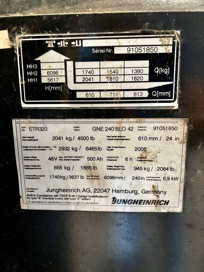 Used 2008 Jungheinrich ETR320