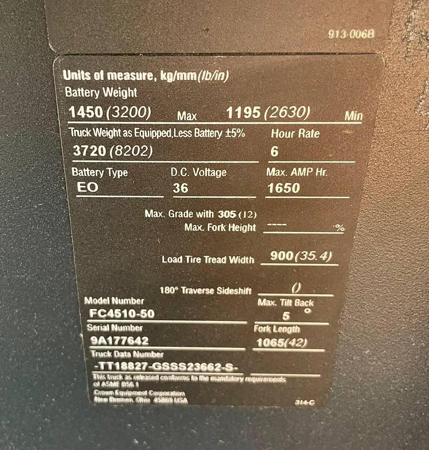 Used 2011 Crown FC4510-50