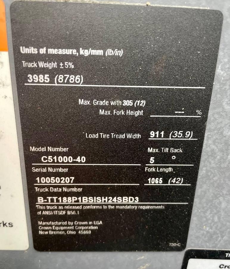 Used 2017 Crown C51000-40