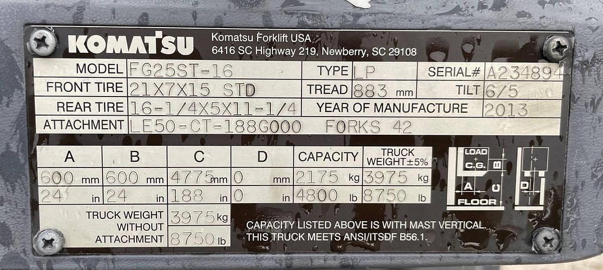Used 2013 Komatsu FG25ST-16