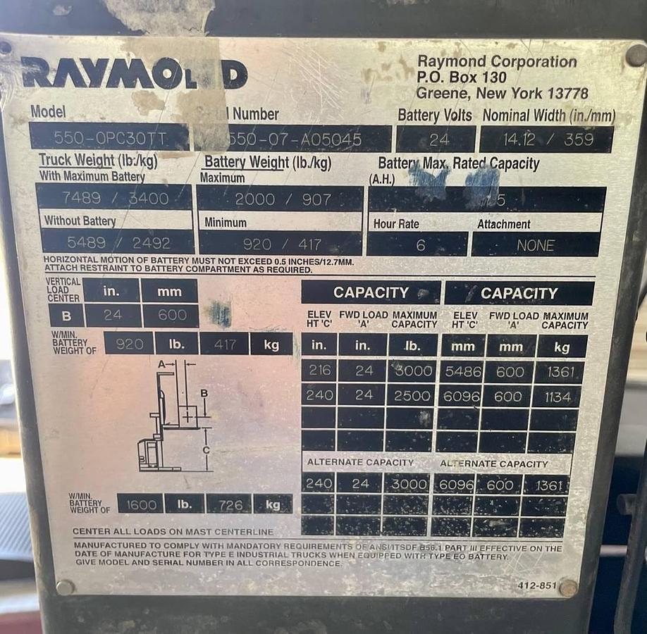Used 2007 Raymond 550-OPC30TT