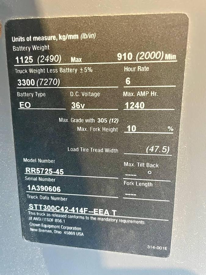 Used 2012 Crown RR5725-45